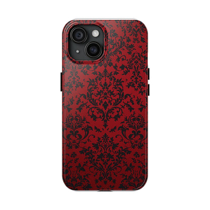 Elegant Red Floral Tough Phone Case - Durable, Stylish Protection for Your Device