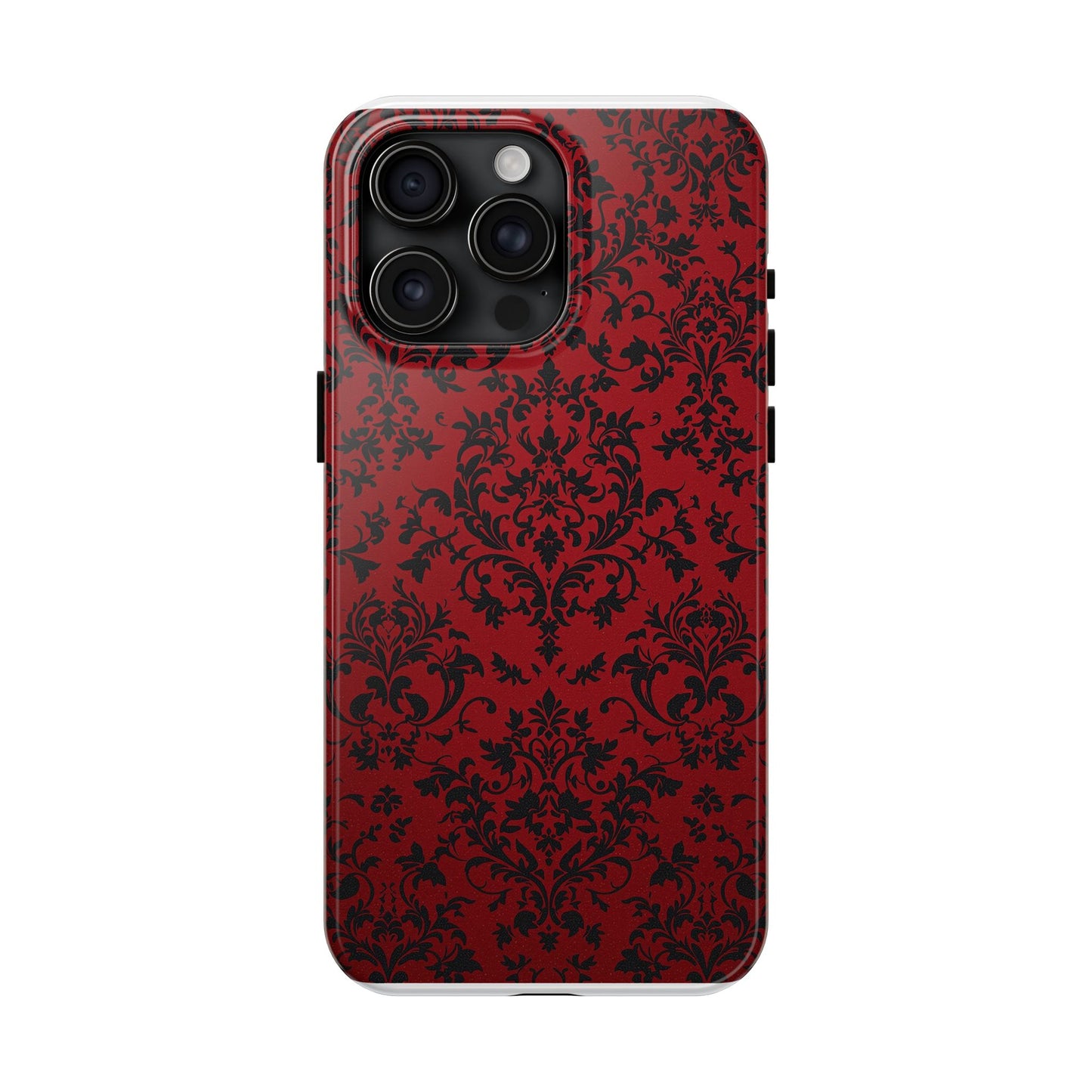 Elegant Red Floral Tough Phone Case - Durable, Stylish Protection for Your Device