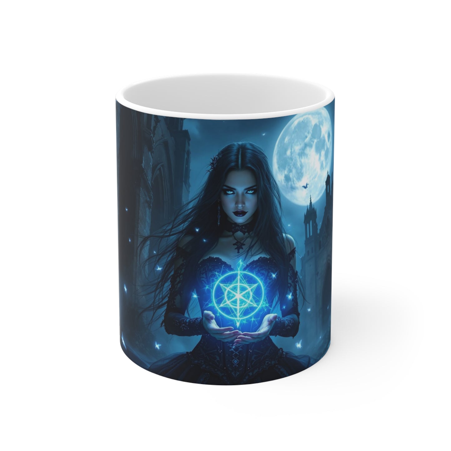 Mystical Sorceress 11oz Mug - Enchanting Gothic Coffee Cup with Fairies