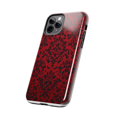 Elegant Red Floral Tough Phone Case - Durable, Stylish Protection for Your Device