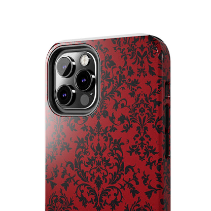 Elegant Red Floral Tough Phone Case - Durable, Stylish Protection for Your Device