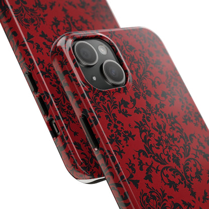 Elegant Red Floral Tough Phone Case - Durable, Stylish Protection for Your Device