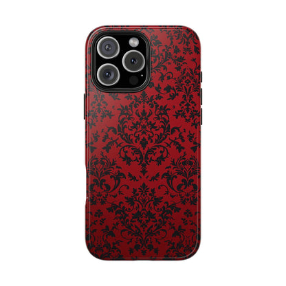 Elegant Red Floral Tough Phone Case - Durable, Stylish Protection for Your Device