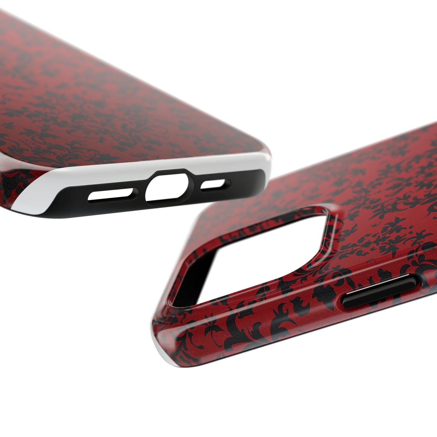 Elegant Red Floral Tough Phone Case - Durable, Stylish Protection for Your Device