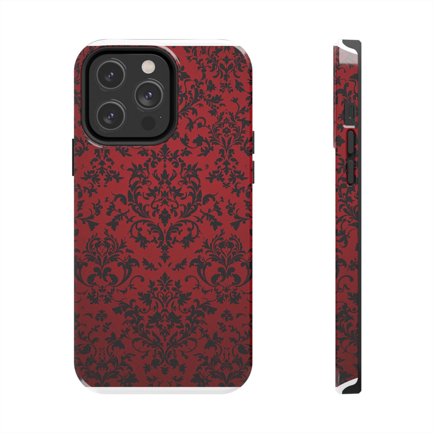 Elegant Red Floral Tough Phone Case - Durable, Stylish Protection for Your Device