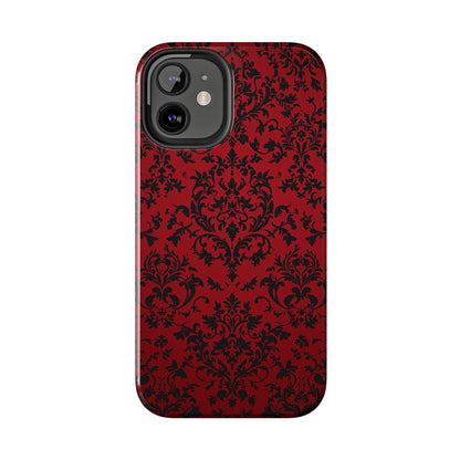 Elegant Red Floral Tough Phone Case - Durable, Stylish Protection for Your Device