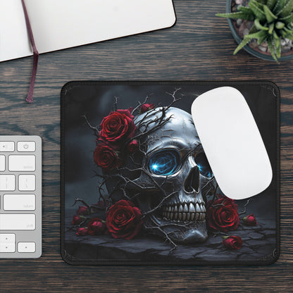 Gothic Skull Gaming Mouse Pad - Dark Floral Design