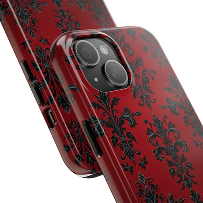 Elegant Red Floral Tough Phone Case - Stylish Protection for Your Device