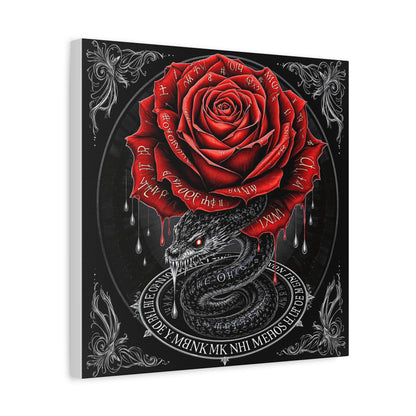 Gothic Rose Snake Canvas Art – Dark Fantasy Wall Decor