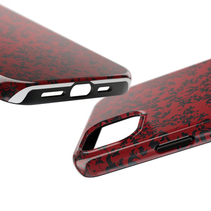 Elegant Red Floral Tough Phone Case - Durable, Stylish Protection for Your Device