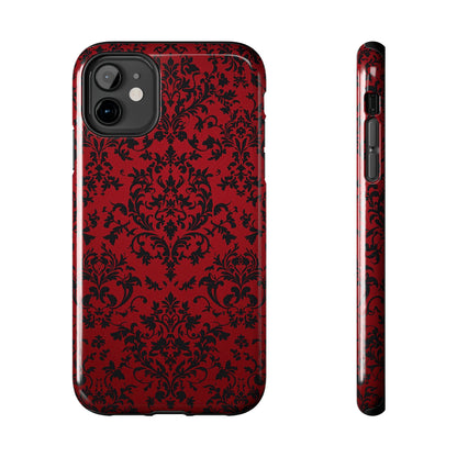 Elegant Red Floral Tough Phone Case - Durable, Stylish Protection for Your Device