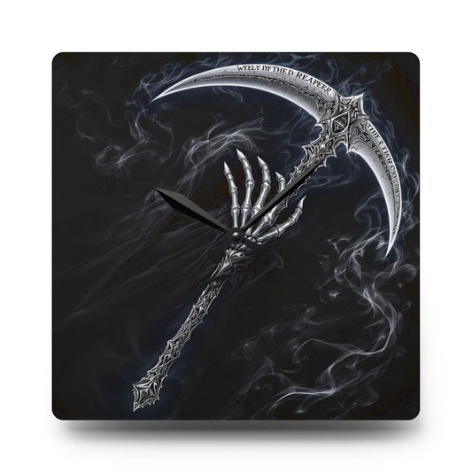 Gothic Skeleton Scythe Acrylic Wall Clock - Dark Decor for Halloween & Home