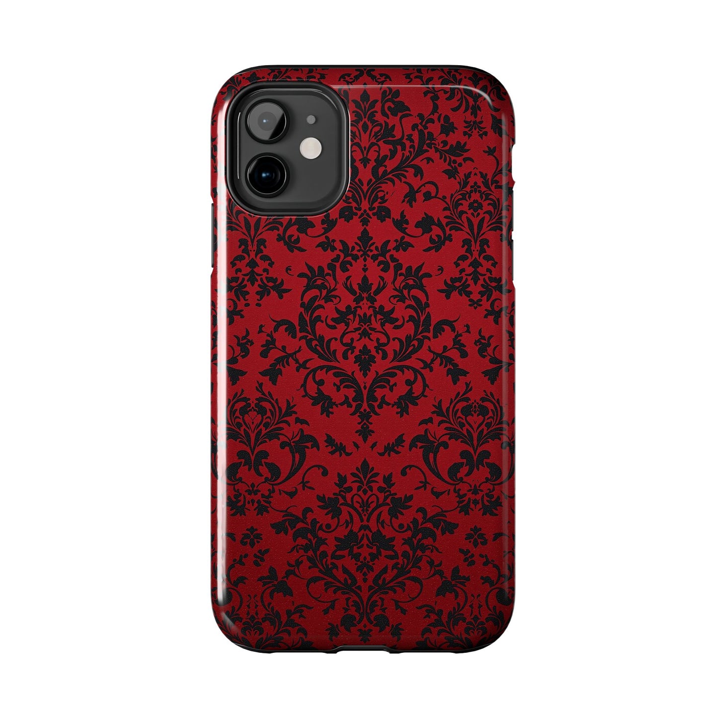 Elegant Red Floral Tough Phone Case - Durable, Stylish Protection for Your Device