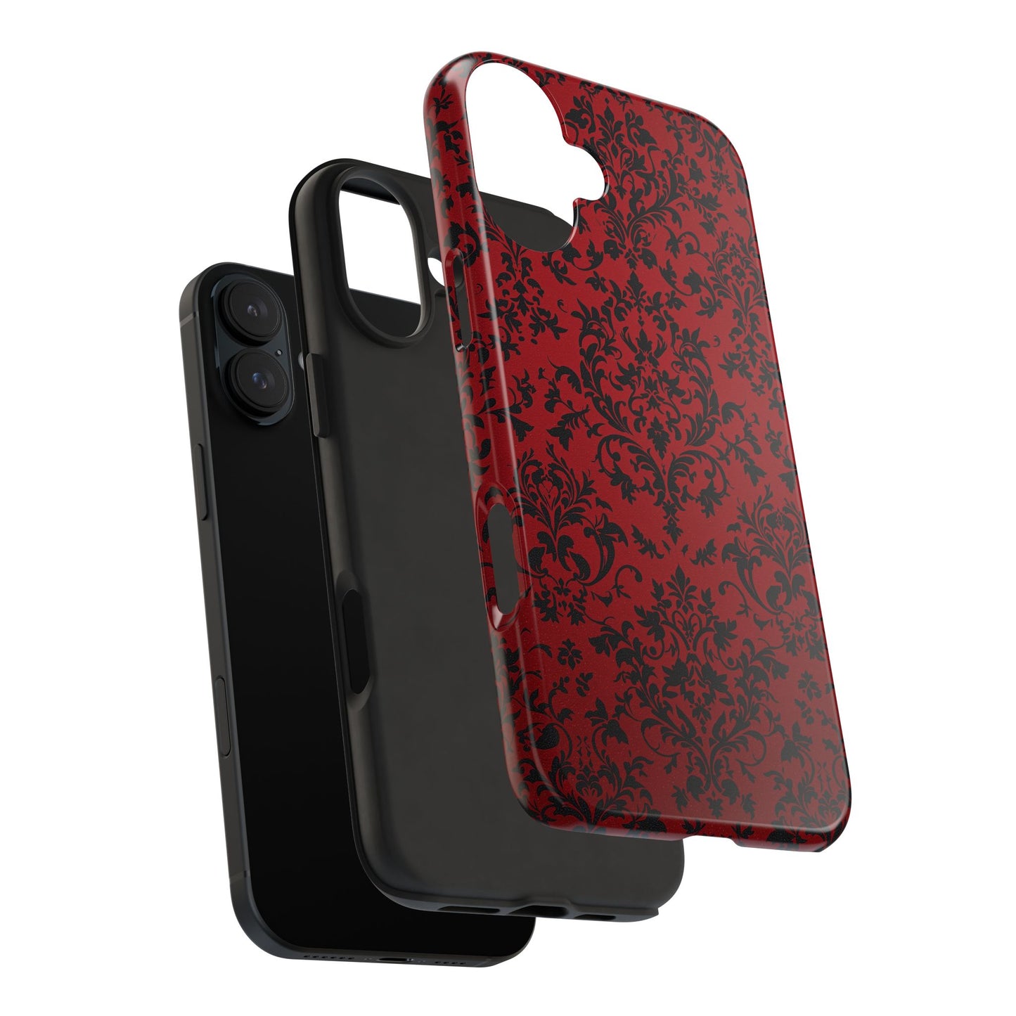 Elegant Red Floral Tough Phone Case - Durable, Stylish Protection for Your Device