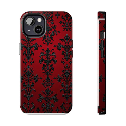 Elegant Red Floral Tough Phone Case - Stylish Protection for Your Device