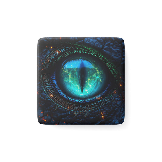 Mystical Dragon Eye Square Porcelain Magnet - Unique Home Décor