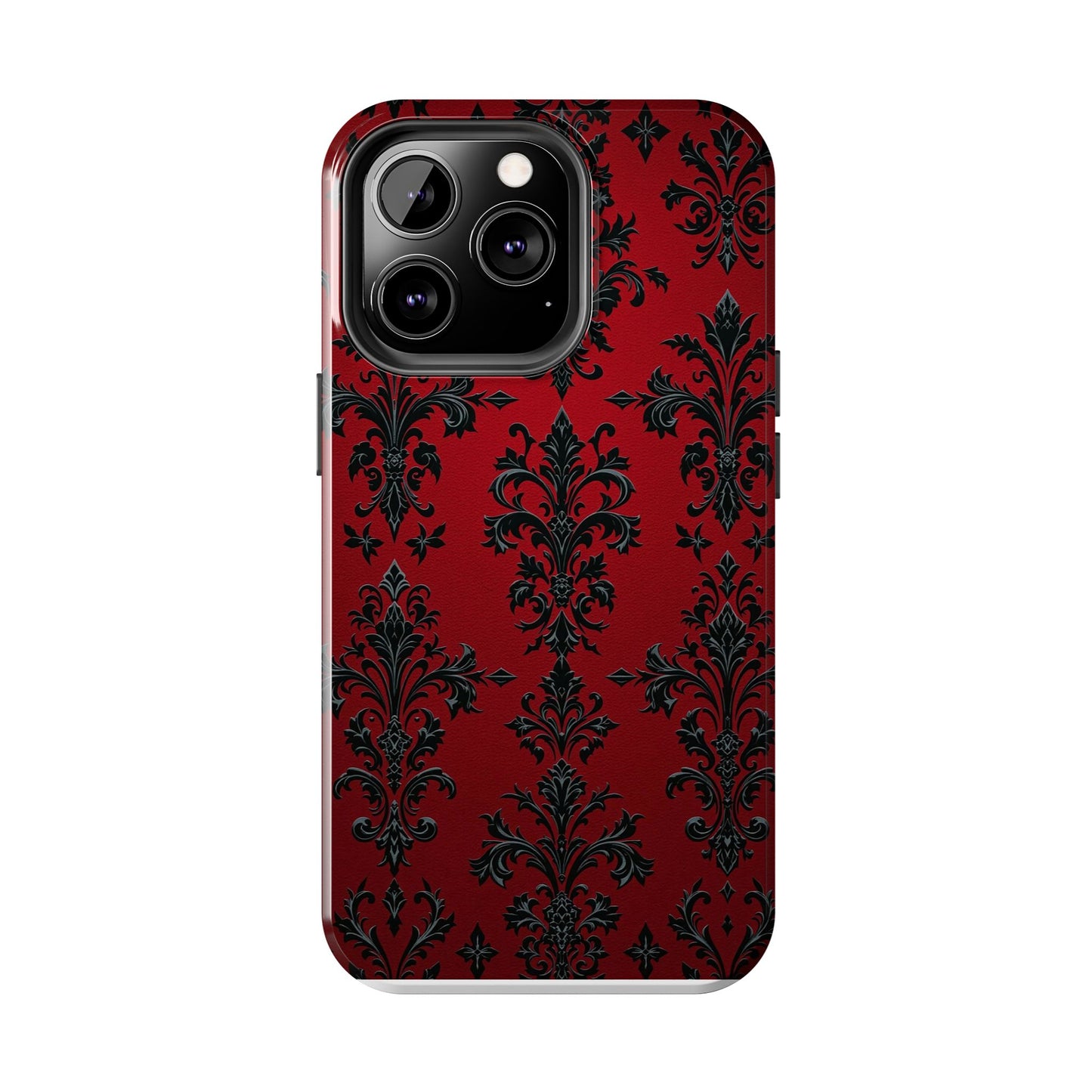 Elegant Red Floral Tough Phone Case - Stylish Protection for Your Device