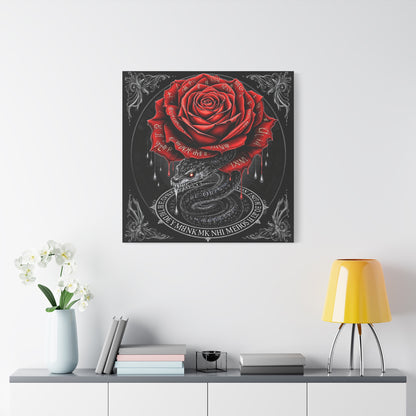 Gothic Rose Snake Canvas Art – Dark Fantasy Wall Decor