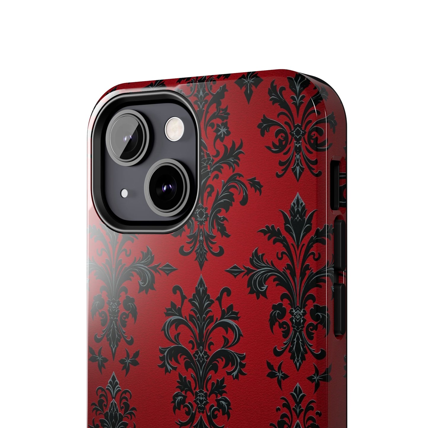 Elegant Red Floral Tough Phone Case - Stylish Protection for Your Device