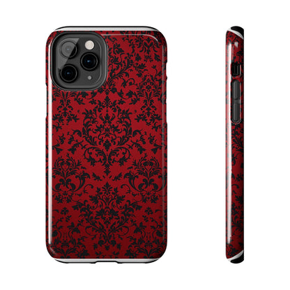 Elegant Red Floral Tough Phone Case - Durable, Stylish Protection for Your Device