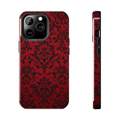 Elegant Red Floral Tough Phone Case - Durable, Stylish Protection for Your Device