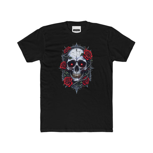 Skull and Roses Unisex Cotton Crew Tee - Edgy Graphic Tee for Casual Style