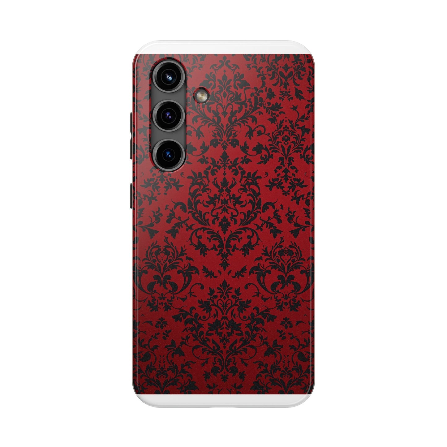 Elegant Red Floral Tough Phone Case - Durable, Stylish Protection for Your Device