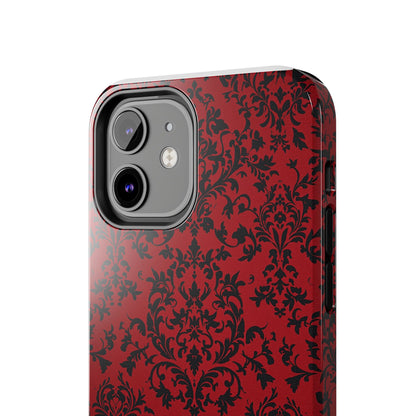 Elegant Red Floral Tough Phone Case - Durable, Stylish Protection for Your Device