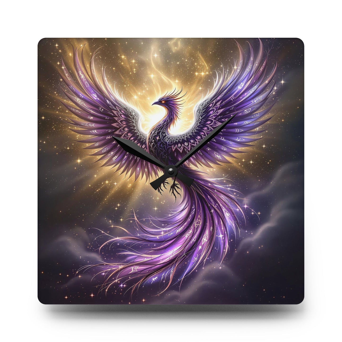 Mystical Phoenix Acrylic Wall Clock - Ethereal Home Decor for Dreamers