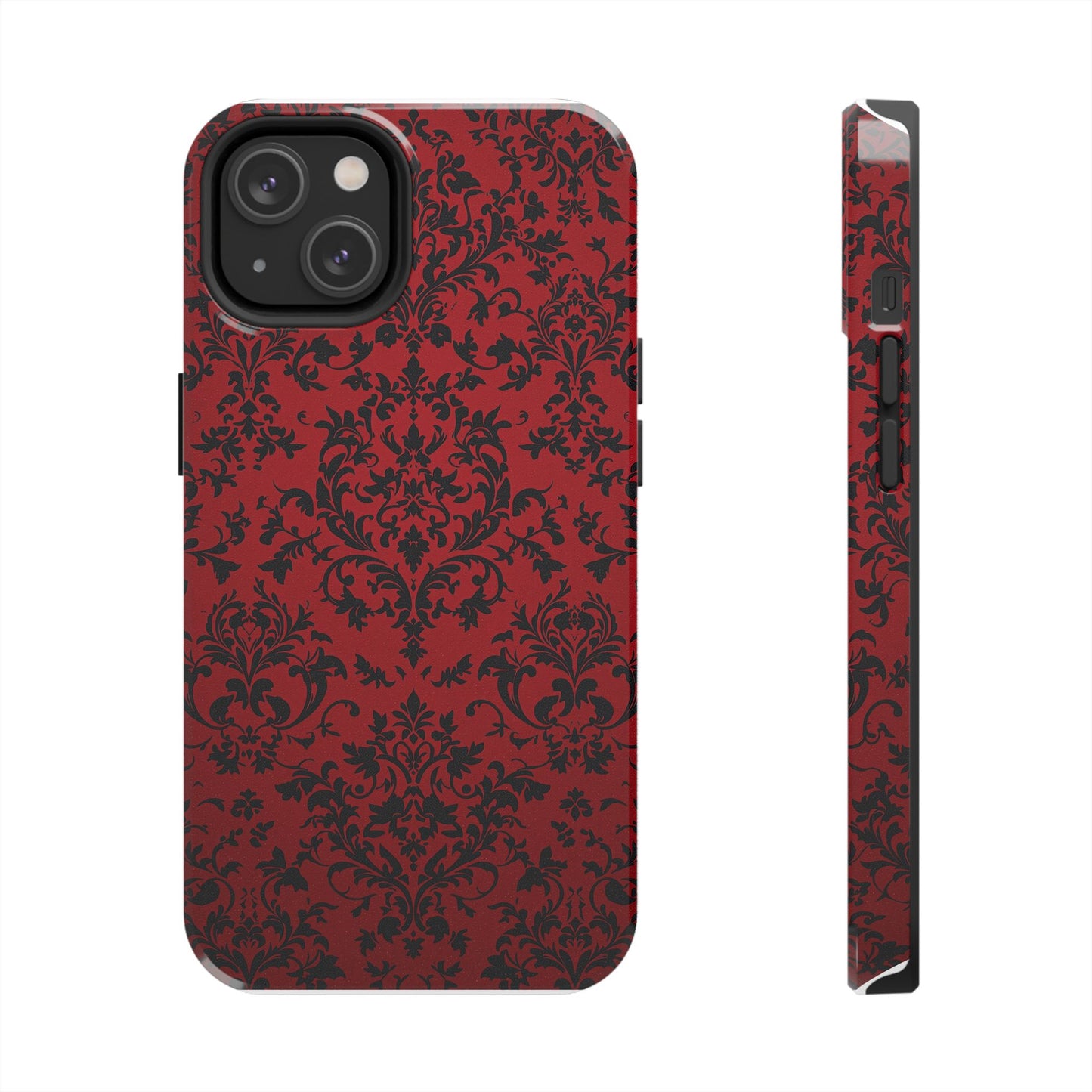 Elegant Red Floral Tough Phone Case - Durable, Stylish Protection for Your Device