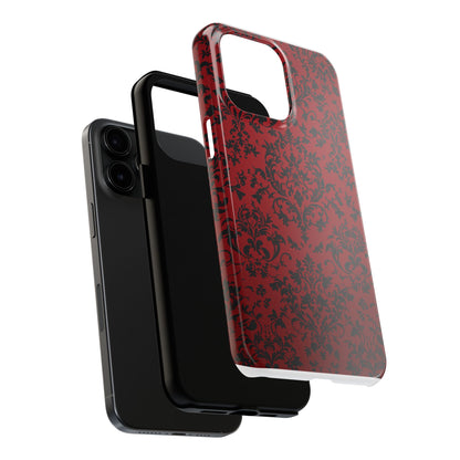 Elegant Red Floral Tough Phone Case - Durable, Stylish Protection for Your Device