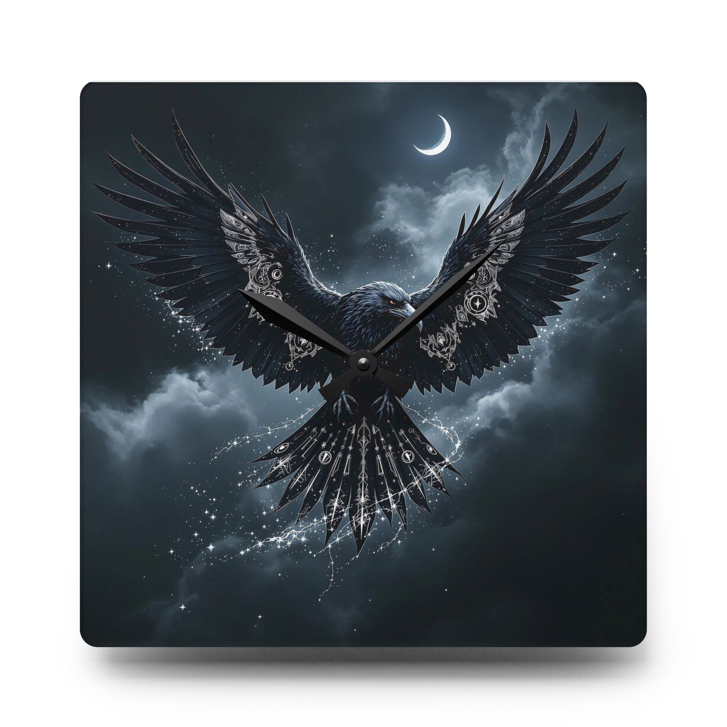 Mystical Raven Acrylic Wall Clock - Enchanting Home Décor