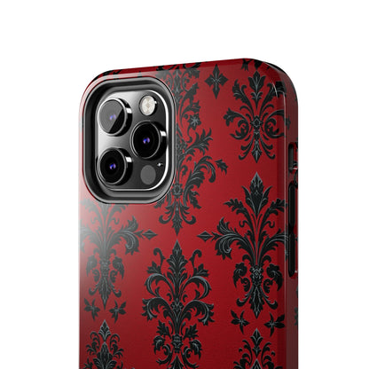 Elegant Red Floral Tough Phone Case - Stylish Protection for Your Device