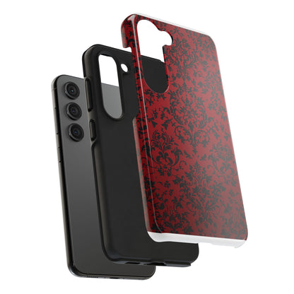 Elegant Red Floral Tough Phone Case - Durable, Stylish Protection for Your Device