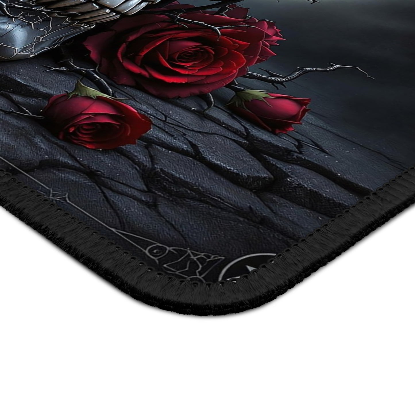 Gothic Skull Gaming Mouse Pad - Dark Floral Design