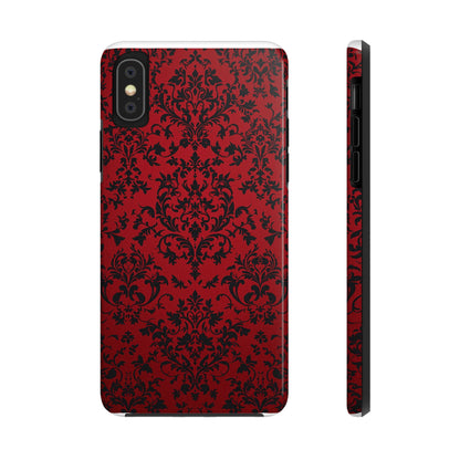 Elegant Red Floral Tough Phone Case - Durable, Stylish Protection for Your Device