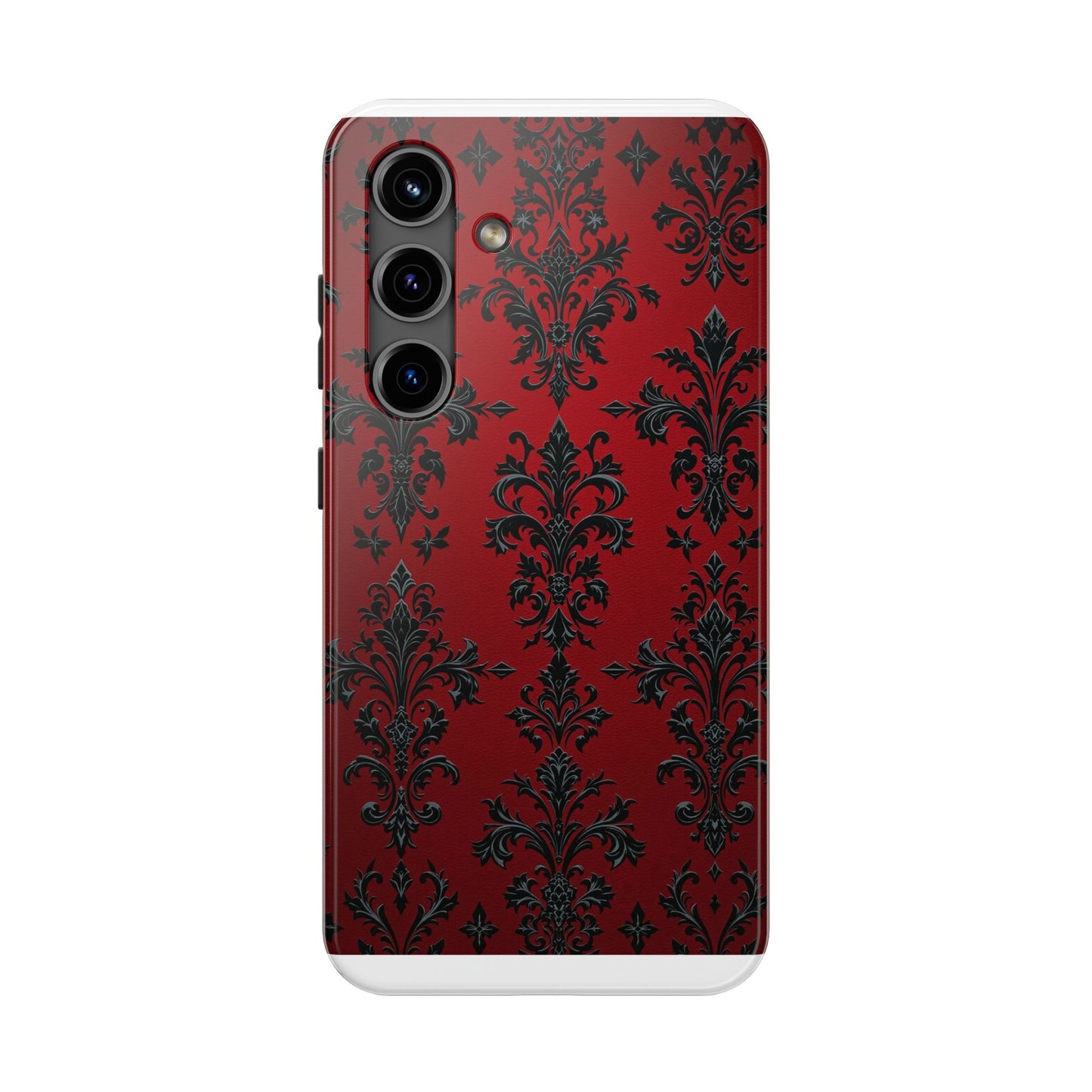 Elegant Red Floral Tough Phone Case - Stylish Protection for Your Device