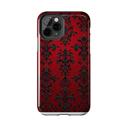 Elegant Red Floral Tough Phone Case - Stylish Protection for Your Device