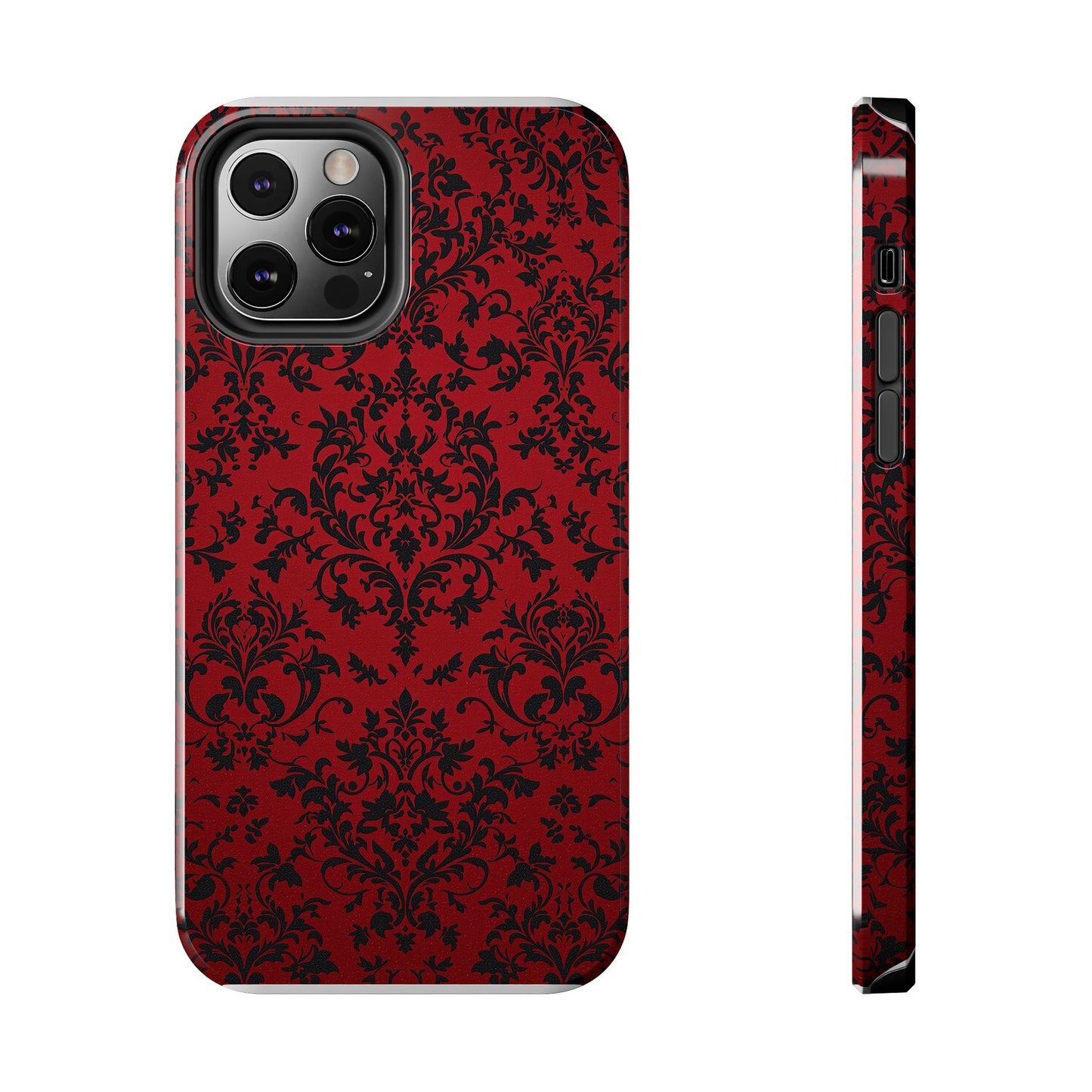 Elegant Red Floral Tough Phone Case - Durable, Stylish Protection for Your Device