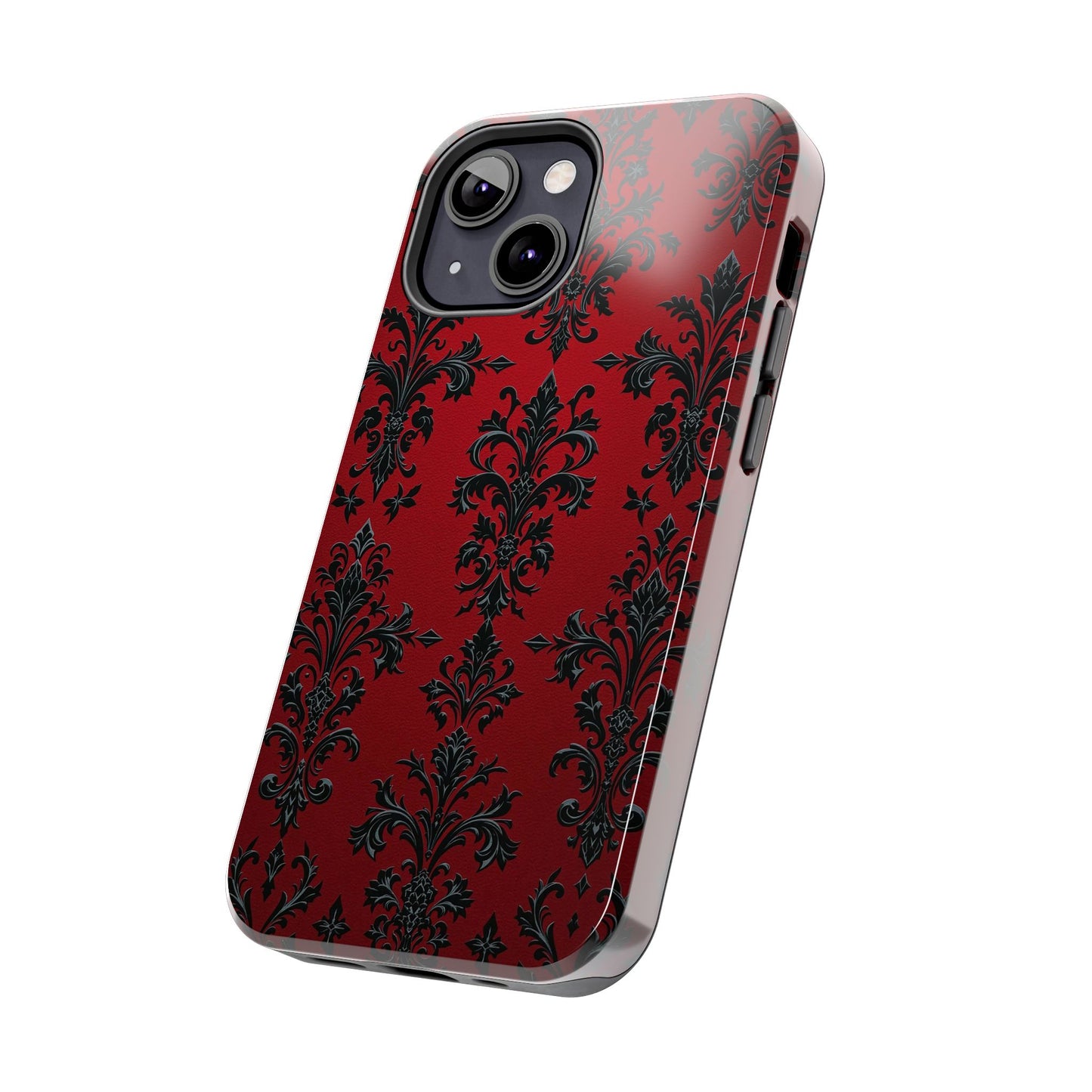 Elegant Red Floral Tough Phone Case - Stylish Protection for Your Device