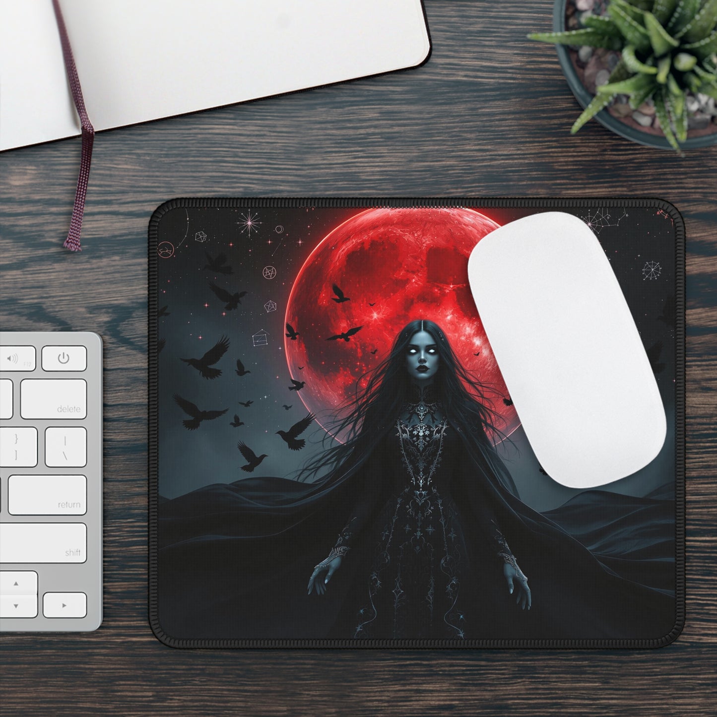 Gothic Gaming Mouse Pad - Dark Moonlit Aesthetic Design