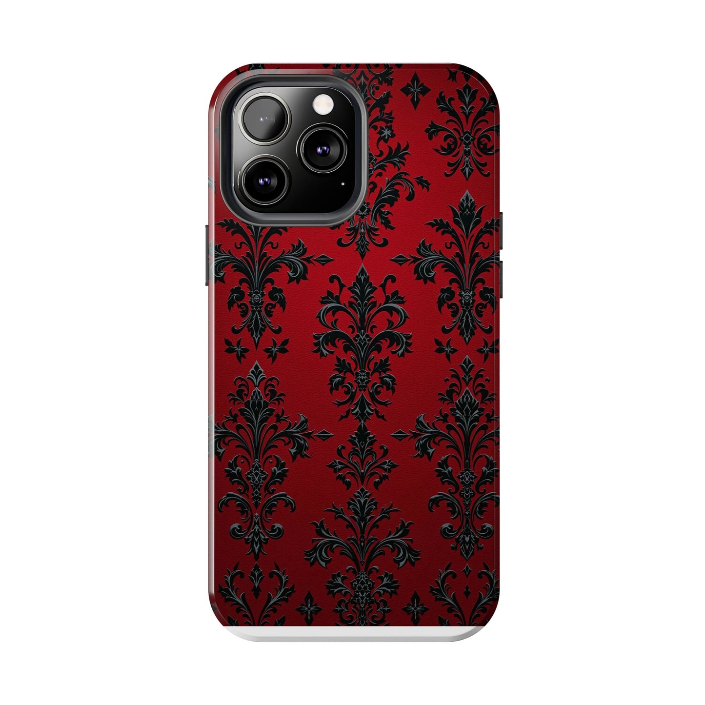 Elegant Red Floral Tough Phone Case - Stylish Protection for Your Device