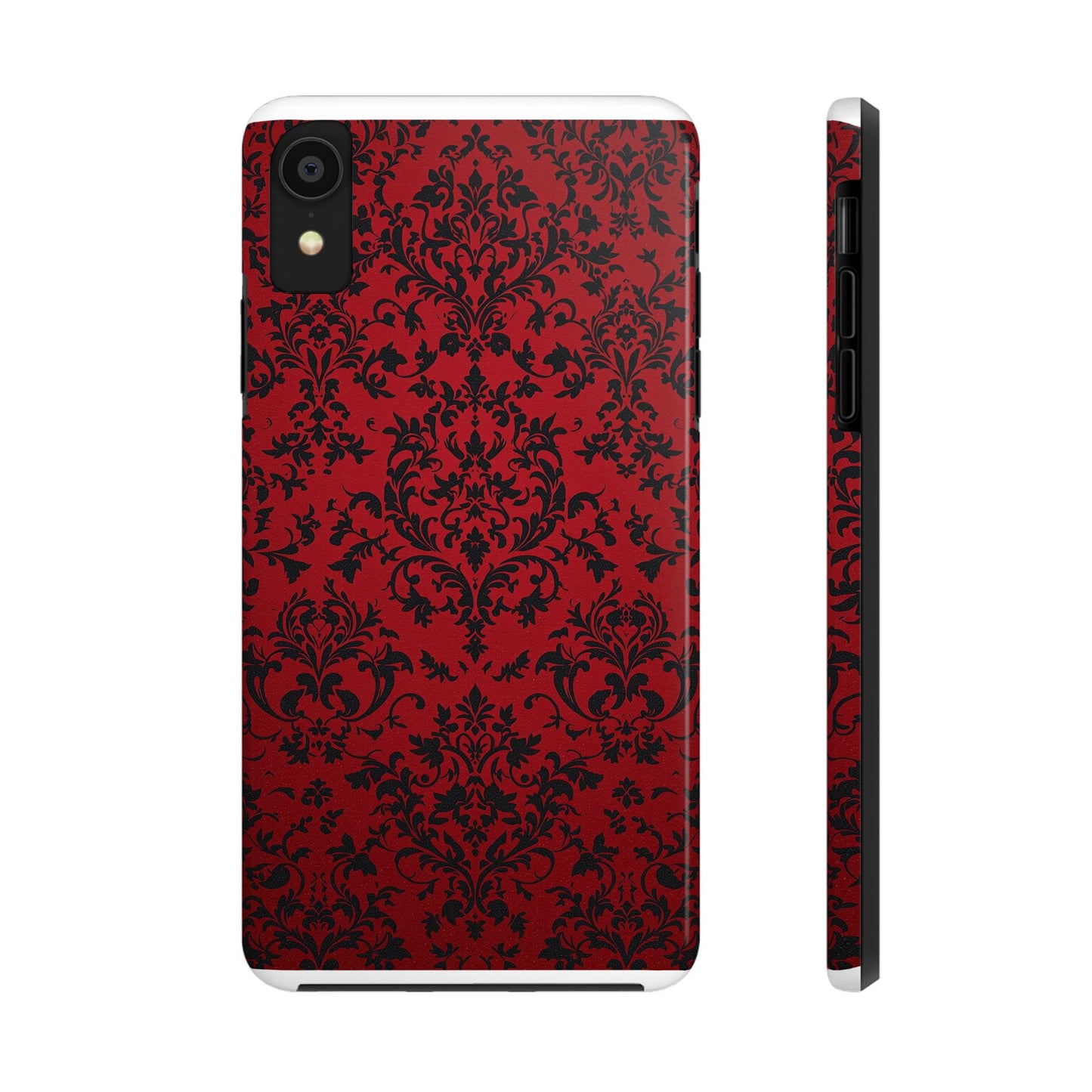 Elegant Red Floral Tough Phone Case - Durable, Stylish Protection for Your Device