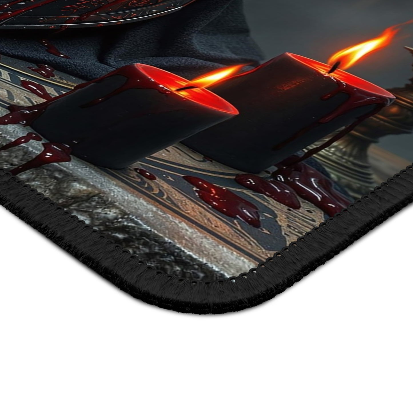 Gaming Mouse Pad - Dark Knight Helm Design with Candles