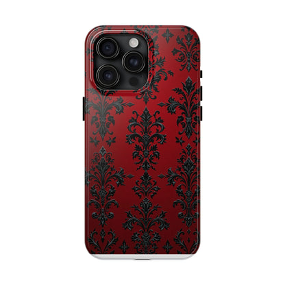 Elegant Red Floral Tough Phone Case - Stylish Protection for Your Device