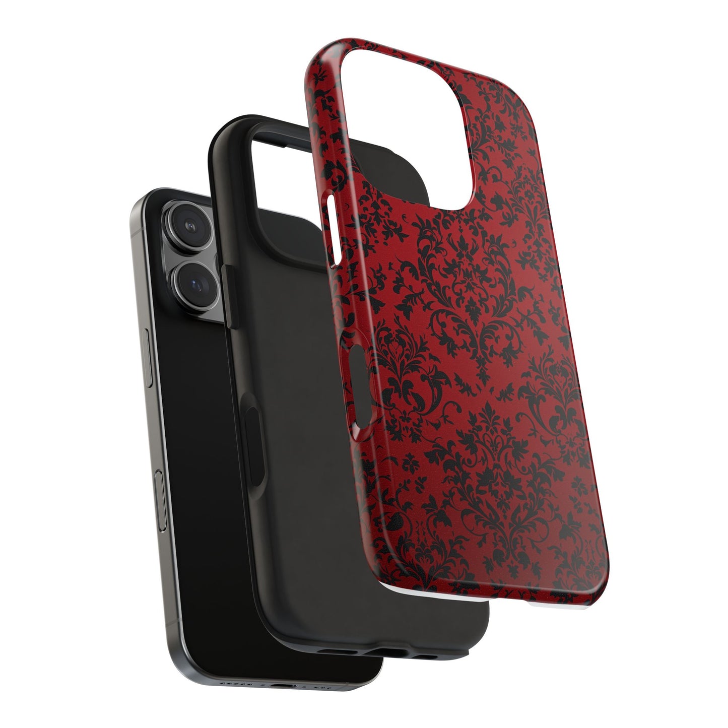 Elegant Red Floral Tough Phone Case - Durable, Stylish Protection for Your Device