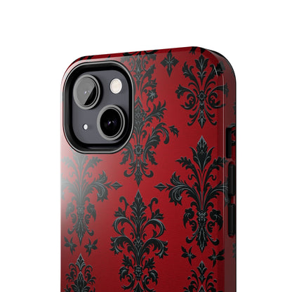 Elegant Red Floral Tough Phone Case - Stylish Protection for Your Device