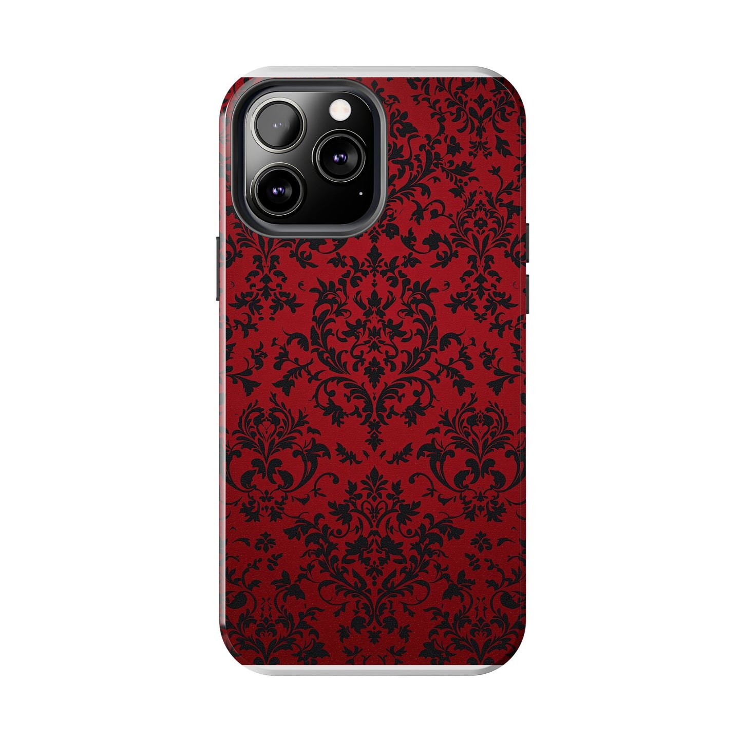 Elegant Red Floral Tough Phone Case - Durable, Stylish Protection for Your Device