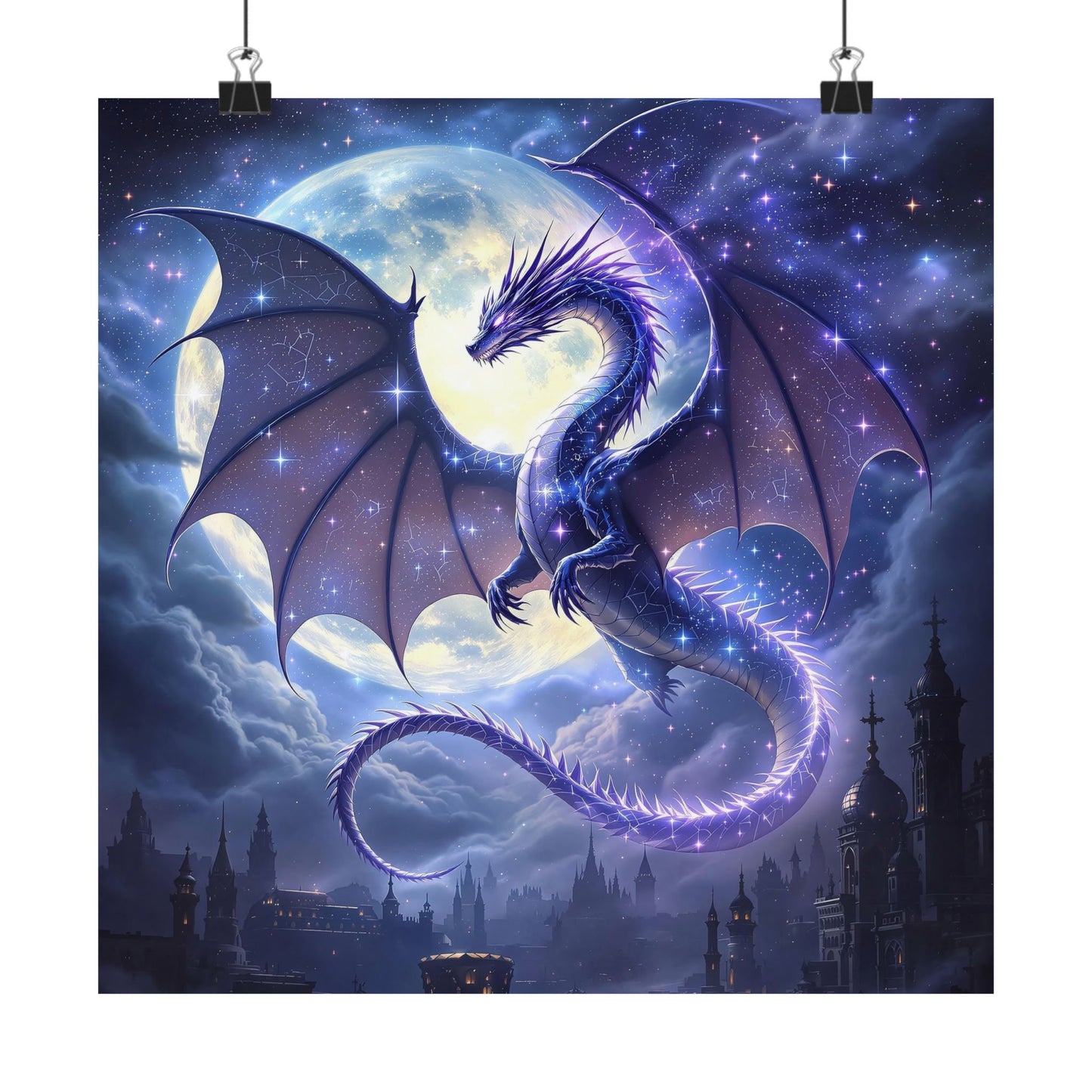 Majestic Dragon Moon Poster - Fantasy Wall Art Decor for Home & Office