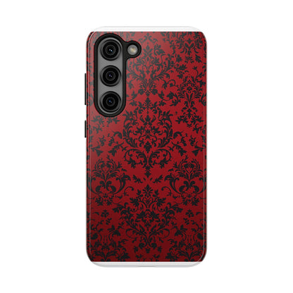 Elegant Red Floral Tough Phone Case - Durable, Stylish Protection for Your Device